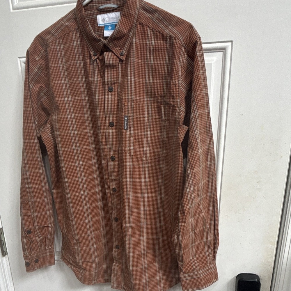 Columbia Shirt Mens M Big Red Plaid Long Sleeve Casual Outdoor Camping Hiking - Picture 2 of 5